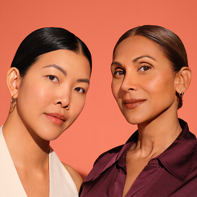 Picture of two women who were treated with Juvéderm smiling with naturally looking lips