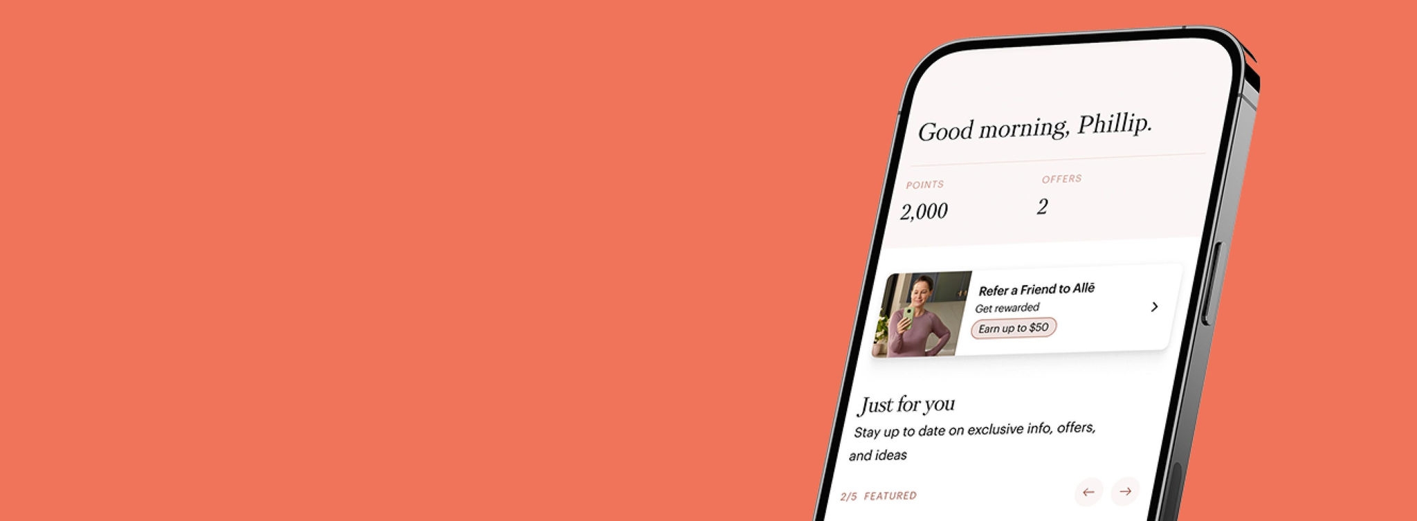 Alle app showing the earned points